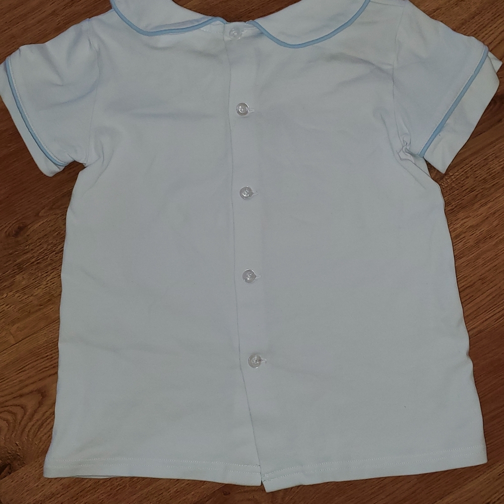 Stitchy Fish Size 5 Kids Light Blue Sailboat Beach Lounge Pajama Set Vintage - Picture 9 of 10